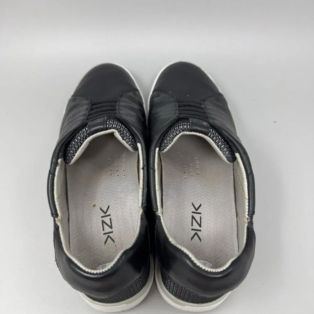 Kizik Miami Shoes Womens 8M Black Leather Slip On Hands Free Comfort Walking